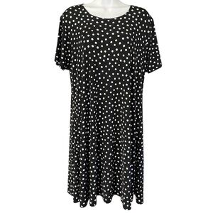 JoStar Polka Dot Stretchy T-shirt Dress Sz Medium Retro Travel Vacation Resort